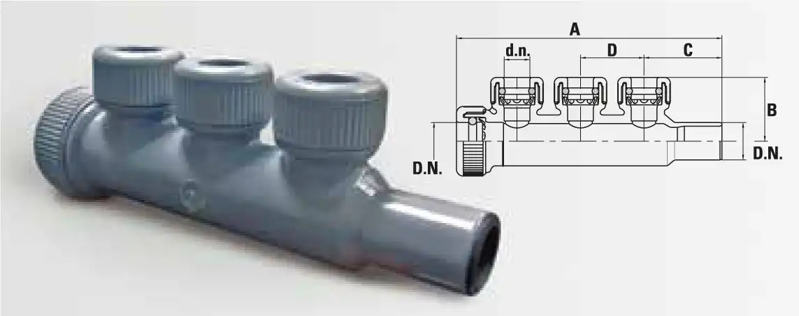 Three Outlet Manifold Male-Female